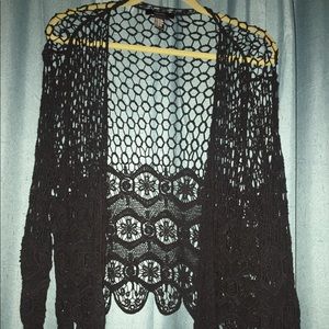 Black crochet cardigan